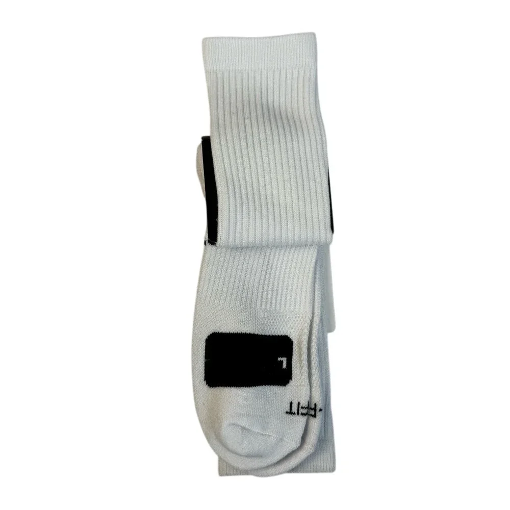 Nike Elite Dri-Fit Socks Crew Mens Womens Large 9-11 White Basketball Swoosh NBA